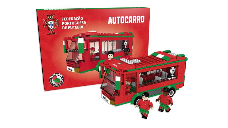 Preview: Portugal FPF Nationalmannschaft Team-Bus Klemmbausteine Bausatz 230-teilig