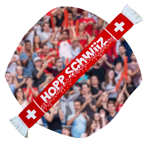 Hopp Schwiiz Fan Schal (Strickoptik)